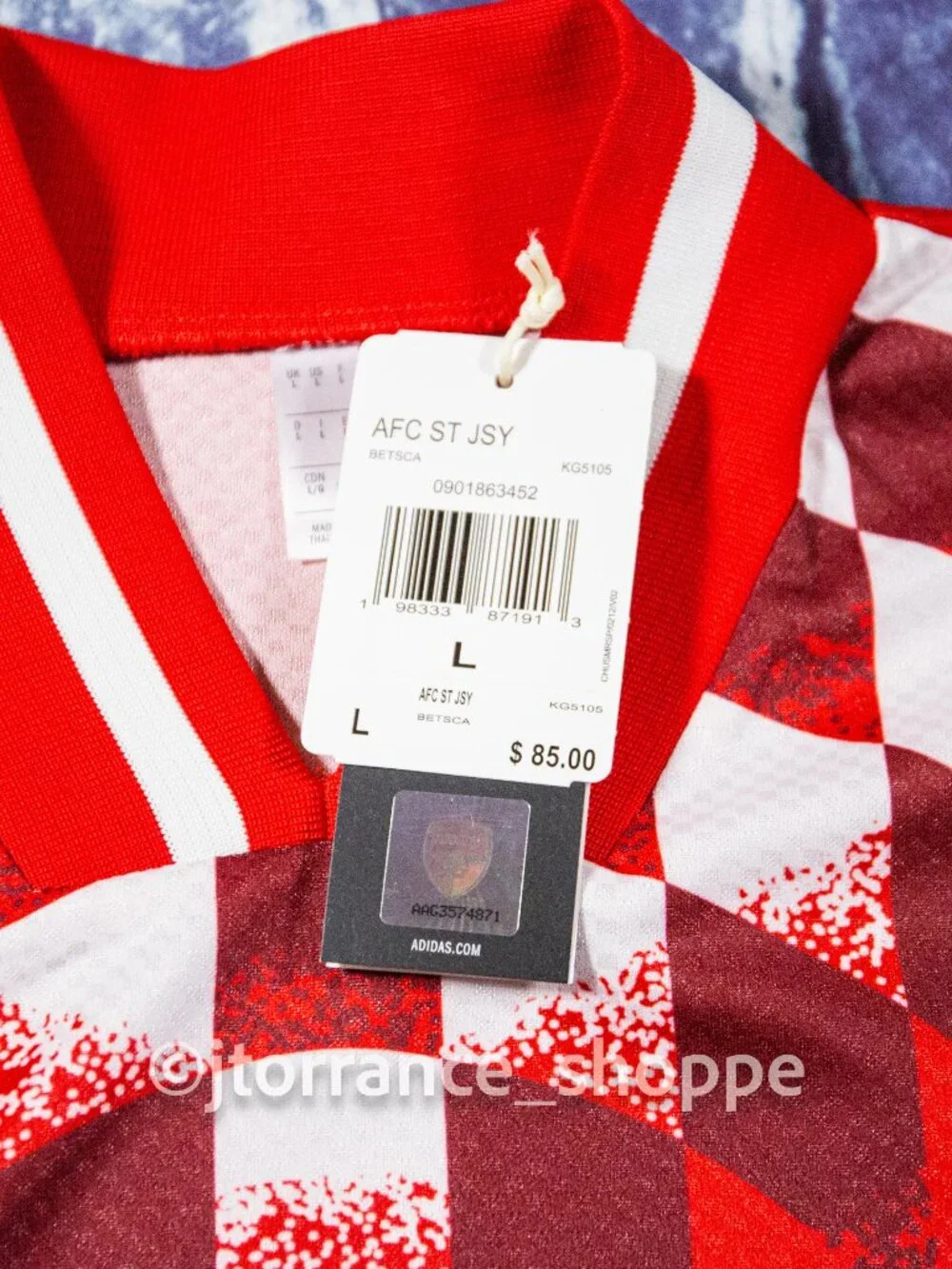 L ~ Arsenal FC Arsenal FC Stadium Jersey, Gunners Authentic Adidas NWT reg $85